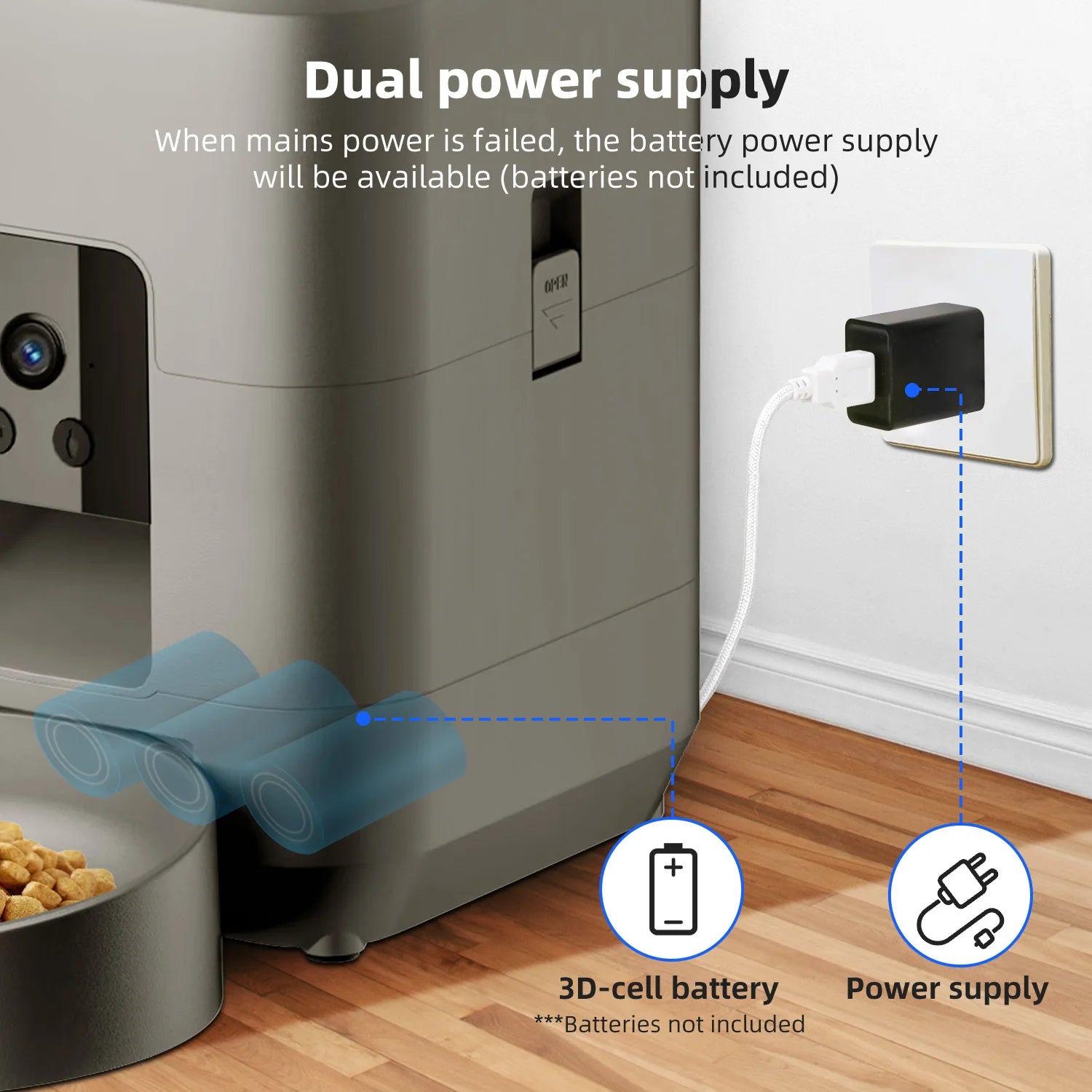 Cat Automatic Feeder with Camera, Video Dog Automatic Feeder, APP Controlled Feeding Smart Pet Feeder, 2L Cat Food Distributor