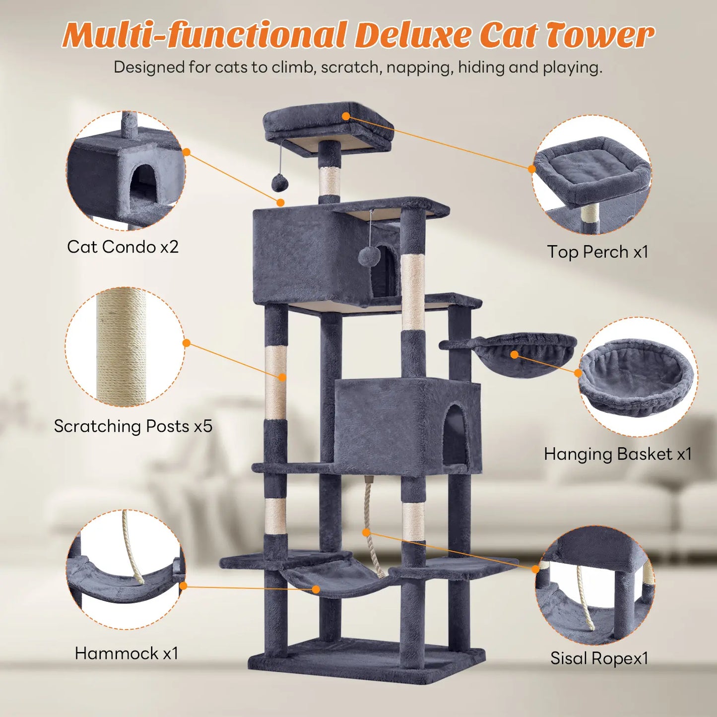 【Dealsforyoudays】 Cat Climbing Shelf, Post Cascading Cat Climbing Shelf, Indoor Playhouse, Cozy Nest, Durable, Space-Saving Design, Gift for Pet Owners
