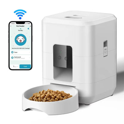 Cat Automatic Feeder with Camera, Video Dog Automatic Feeder, APP Controlled Feeding Smart Pet Feeder, 2L Cat Food Distributor
