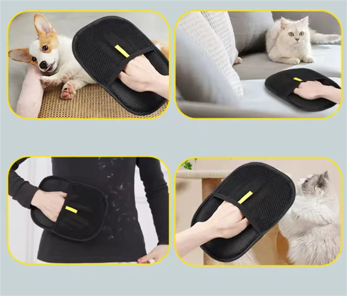Pet Hair Removal Tool Reusable Static Removal Gloves, Double-Sided Grooming Gloves for Pets, Removes Pet Fur Hair for Carpets